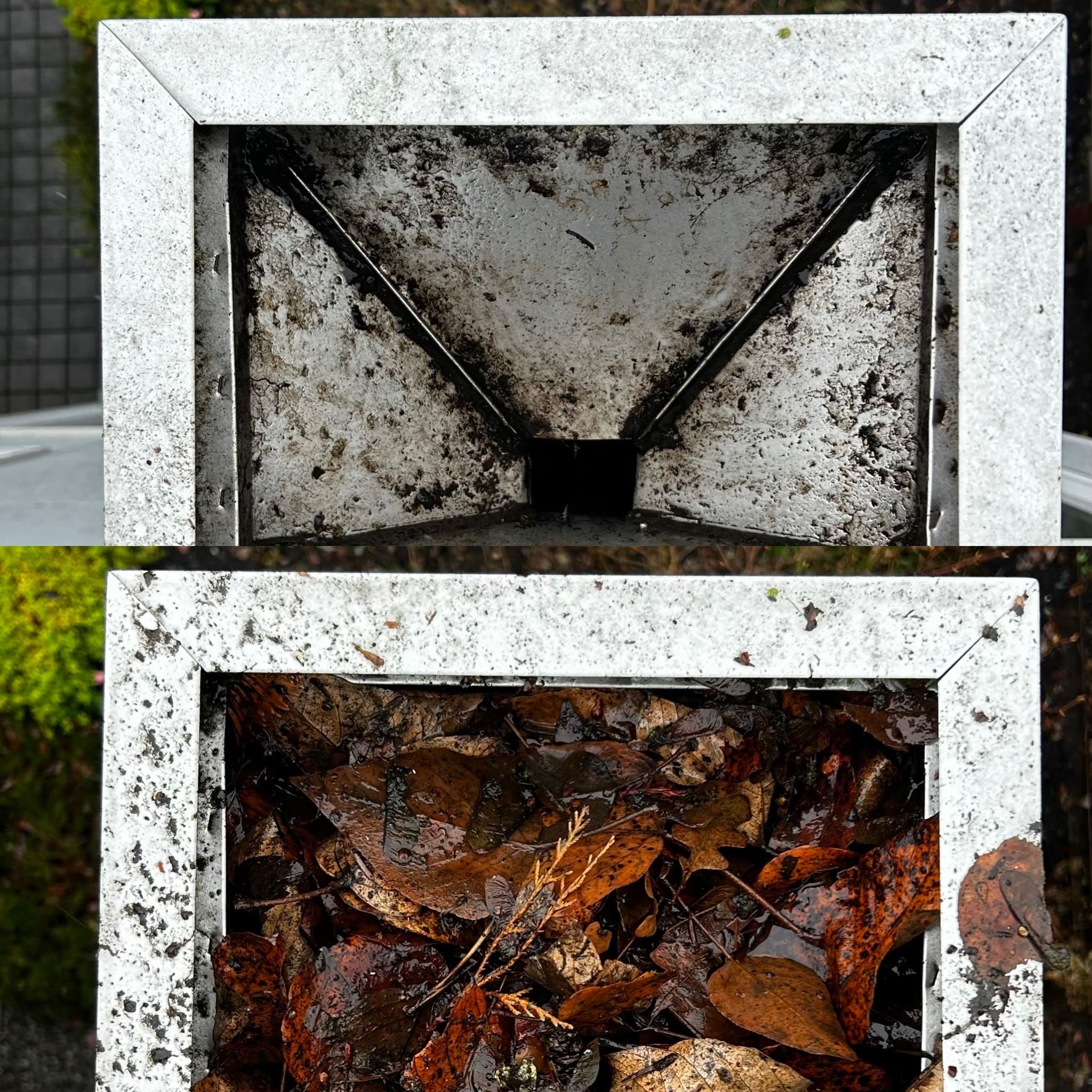 Gutter cleaning before and after in Ballard